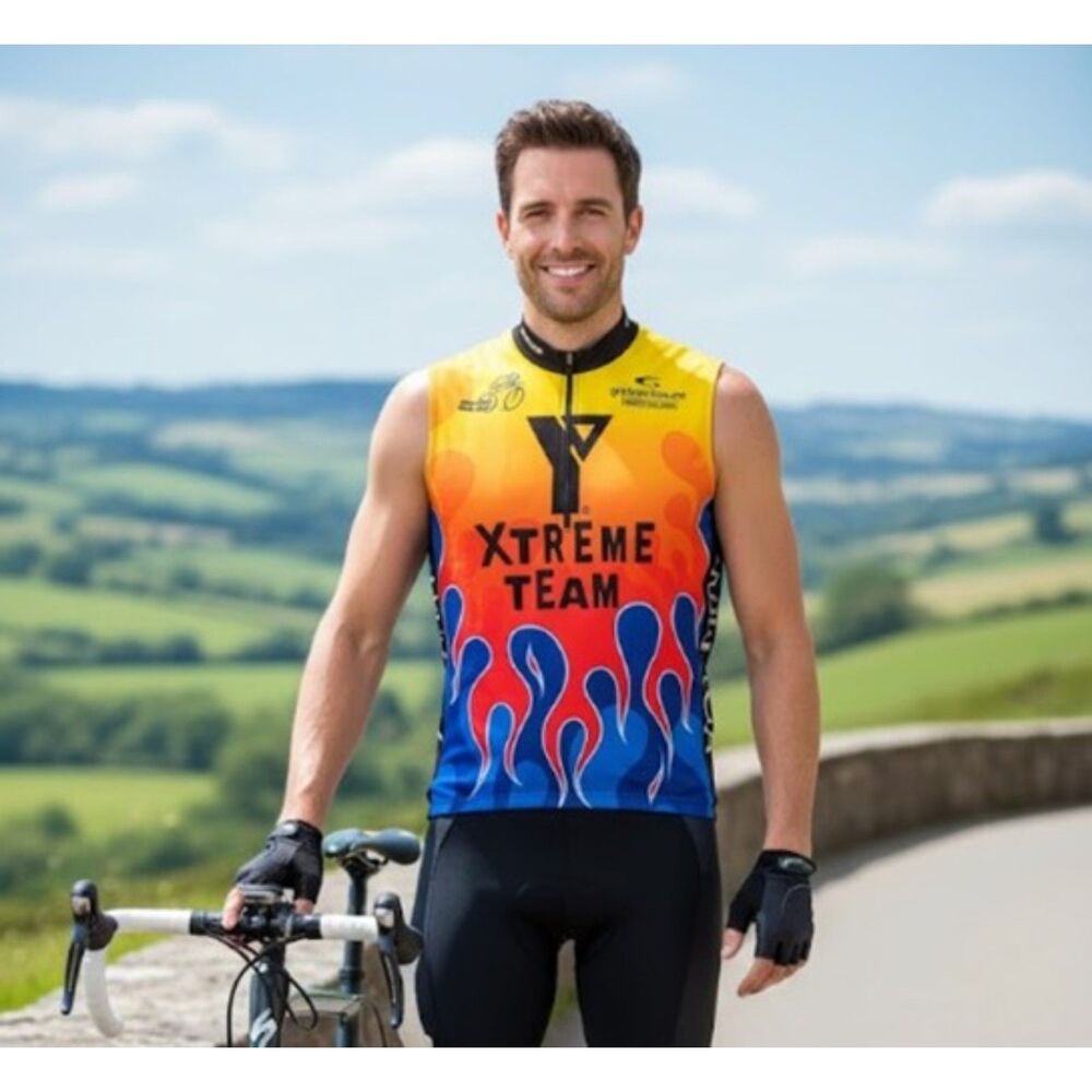 Sugoi Xtreme Team Bike Tour Jersey MS 150 Bicycle Retro Mens Size L